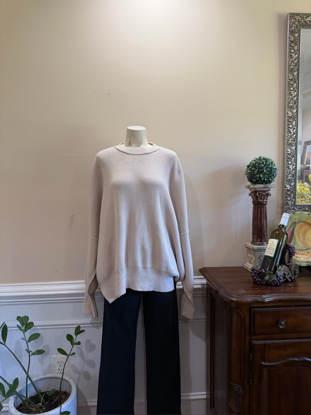 Free People Oversized Cream Knit Women's Sweater